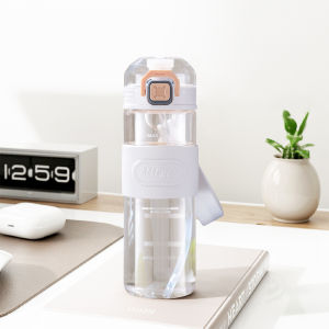 Botol Minum Air Sport 640ml Water Bottle Portabel Botol Minum Sport Transparan Tutup Flip Thumbler Warna Olahraga Tali Kain/ YH-8009