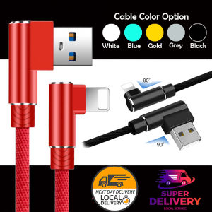 2M/3M 90 Degree Cable Right Angle For iP 11 Pro XS MAX/Android Micro USB/Type C XR XS X Lightning Fast Data Sync Charging Cable