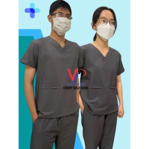 Bộ Scrubs Bác Sĩ Nhà Thuốc Đồng Phục Phòng Mổ Cổ Tim Đủ Size Đồng Phục Phẫu Thuật Y Tế Spa Giá Tốt - Hình Thật