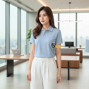 Áo Polo Nữ Bee Vải Cá Sấu Thái màu Vàng Nghệ phối 1 sọc đen tinh tế tôn dáng thanh lịch chuẩn công sở hàng cao cấp