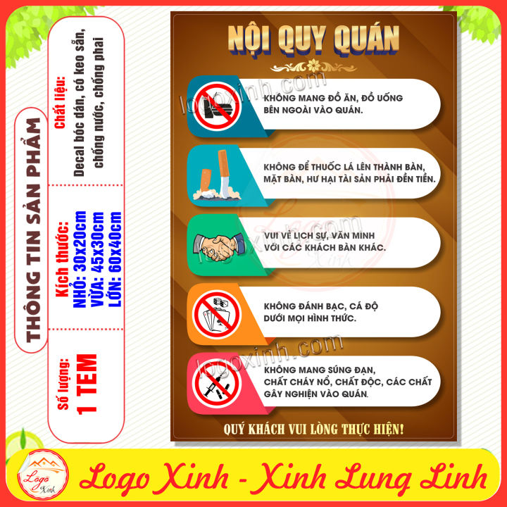 Tem Decal Dán Nội Quy Quán, Dùng Cho Các Quầy Dịch Vụ Như Bida ...