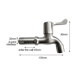 SUS304 Stainless Steel Wall Mounted Kitchen Sink Faucet Bath Kitchen Bathroom Balcony Mop Long Type Faucet