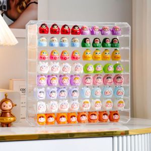 SRHTY หลายชั้น กล่องเก็บของ ความจุขนาดใหญ่ โปร่งใส ตู้โชว์ฟิกเกอร์ โมเดลฟิกเกอร์อนิเมะของเล่น ป้องกันฝุ่น ขาตั้งโชว์ฟิกเกอร์ตุ๊กตา ห้องทำงาน