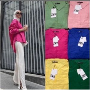 KEMEJA ZARA BASIC Oversize Jumbo LD 120 Lengan Panjang COD - GSU