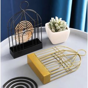 LLCY Birdcage Shape Mosquito Coil Holder Repellent Incenses Hanging Bird Cage Rack Portable Mosquito Coil Box