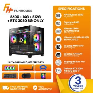 Funhouse | AMD RYZEN 5 5600 / 7 5700X Full Gaming Desktop with GeForce RTX 3050 / 5050 / 5060  16GB DDR4 RAM 512GB storage  PC set