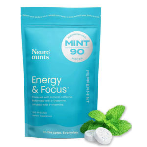 NeuroGum Energy & Focus Gum (90 Count Bag Peppermint) 40mg Natural Caffeine + L-Theanine + Vitamin B12 & B6 + Xylitol