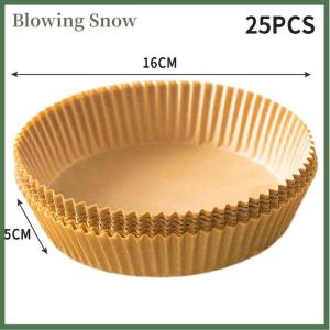 Blowing 25 50pcs Air Fryer Disposable Paper Liners Basket Non-Stick Oil-Proof Parchment Round Airfryer Baking Paper Kitchen Accessories