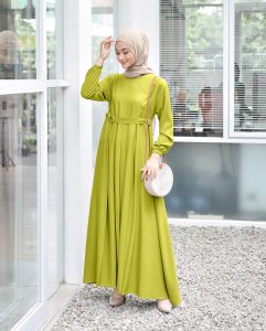 Nahya Dress Kondangan Muslim Maxy Gamis Kancing Obi Belt Matt Shakila By Demore