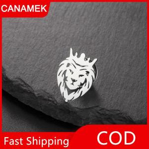 【CANAMEK】 Ghim cài ve áo hình sư tử cho nam nữ trang sức cài áo hình động vật vương miện bằng thép không gỉ phù hợp với vest làm huy hiệu dự các sự kiện thường ngày hoặc làm quà tặng