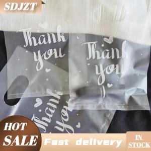 SDJZT 100 chiếc túi quà bằng nhựa mini ghi “Cảm ơn” túi đựng kẹo đám cưới túi mua sắm có quai xách