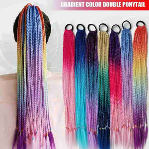 XUNXUAN Creative Hair Color Gradient Twist Headdress Colored Headwear Dirty Wig Wig Extension Hair Jewelry Accessories Braided Ponytail