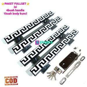 fullset 4buah gagang handle tarikan pintu rumah minimalis panjang 33cm 45cm dan 60cm lengkap lock body kunci untuk pintu depan model kupu tarung daun 2