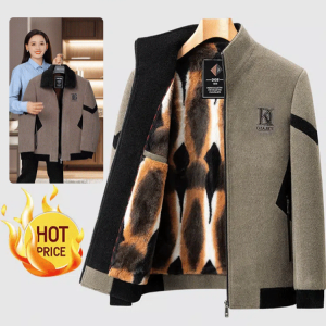 แจ็คเก็ต กํามะหยี่หนาขึ้น คุณภาพสูง การจับคู่ที่หลากหลาย ผู้ชายธุรกิจ แถบตกแต่งสีดํา ผู้ใหญ่