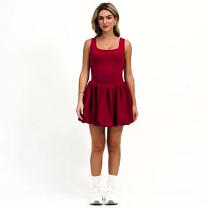 G7 Zechuang Barely There Fake Two Piece Sports Dress Women Anti-exposure Base Layer Outdoor Running Fitness Tennis Dress 40017/7