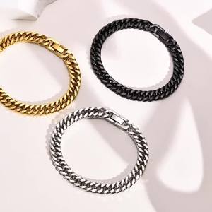 Gửi hàng từ Trung Quốc [2025] Bộ vòng tay Figaro bằng thép không gỉ Cuba mới của châu Âu và Mỹ trang sức thời trang đa năng cho nam bằng thép titan 042