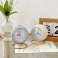 Jam Weaker Meja Belajar Alarm Aesthetic Retro Style Elegant Vintage/Gaya Eropa Sederhana Kreatif Penunjuk Bercahaya Kecil Jam Alarm Cermin Kaca Transparansi. 