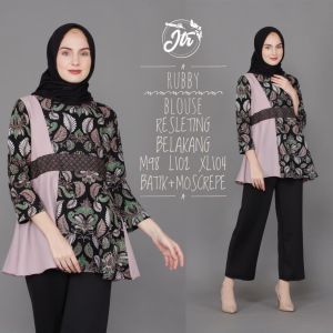 Rubby Blouse Batik Modern: Baju Atasan Kerja Kantor Wanita Real Pict