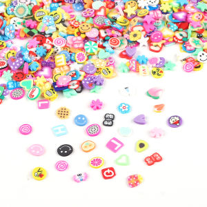 1000Pcs No Hole Soft Clay Spacer Round Beads Smile Heart Fruit Star Flower Beads Christmas Beads For Jewelry Making DIY Phone Art Craft Scrapbook Decoration