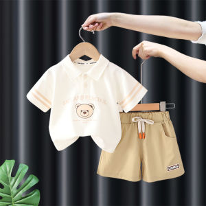 babies clothes for boys Childrens casual polo shirt short-sleeved shorts two-piece summer boys suit