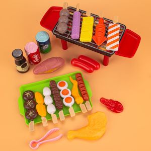 21/27PCS Childrens Play House BBQ Toy Barbecue Set Kitchen BBQ Skewers Simulation Food Toys For Kid