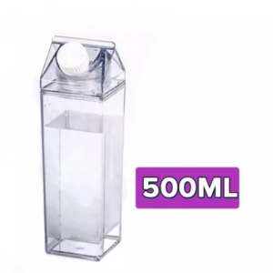 500ML Acrylic Clear Transparent Bottle Stylish Milk Carton Shaped Water Bottle Milk and Tea