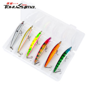 6PCS/box Fishing Lure Set Floating Minnow 10cm/7.5g Topwater Hard Fishing Bait Artificial Baits With Hook for Bass Pike Carp Swimbait Tackle