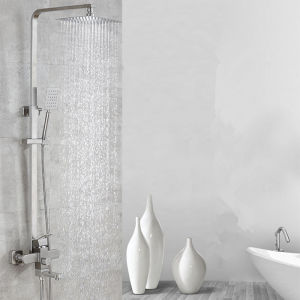 Stainless steel shower set pressurized top shower pressurized shower nozzle lift rod hot and cold shower