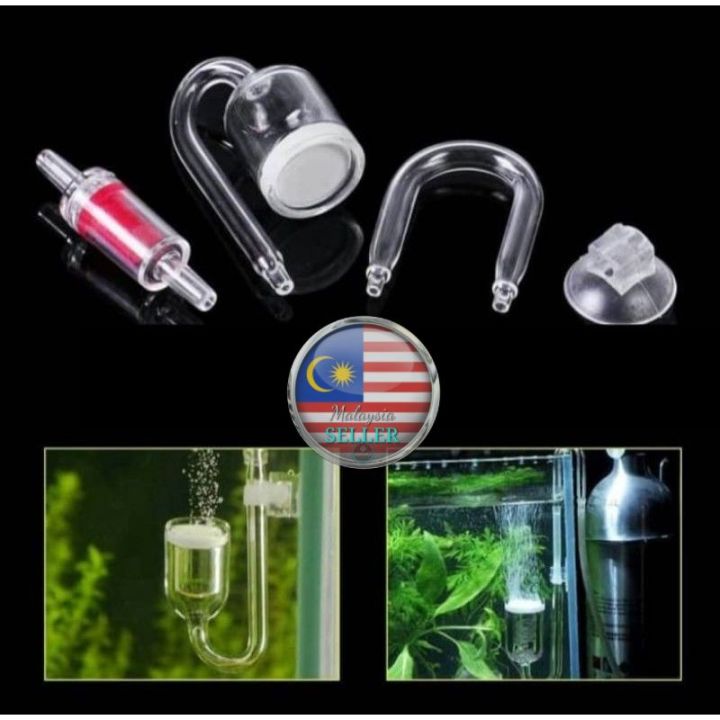 🇲🇾 Aquarium CO2 Diffuser For Aquascape Planted Tank 2in1 Diffuser ...