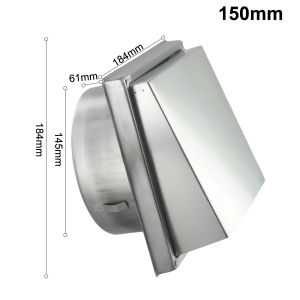 Wall Air Vent Outlet 304 Stainless Steel Metal Cover Exhaust Grille 125mm/150mm Adjustable Air Valve For Bathroom Kitchen Office
