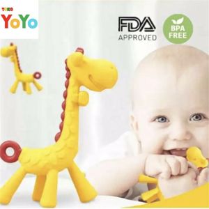 Mainan Gigitan Bayi Jerapah Silicone / Teether Bayi Giraffe Silikon