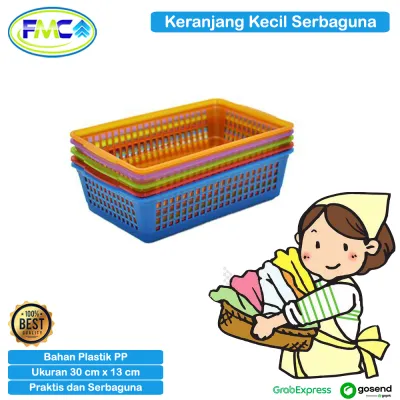 Keranjang Plastik Persegi Serbaguna Tempat Penyimpanan Storage Dokumen Aksesoris Kantor Wadah Sayuran Bawang Cabe Bumbu Dapur