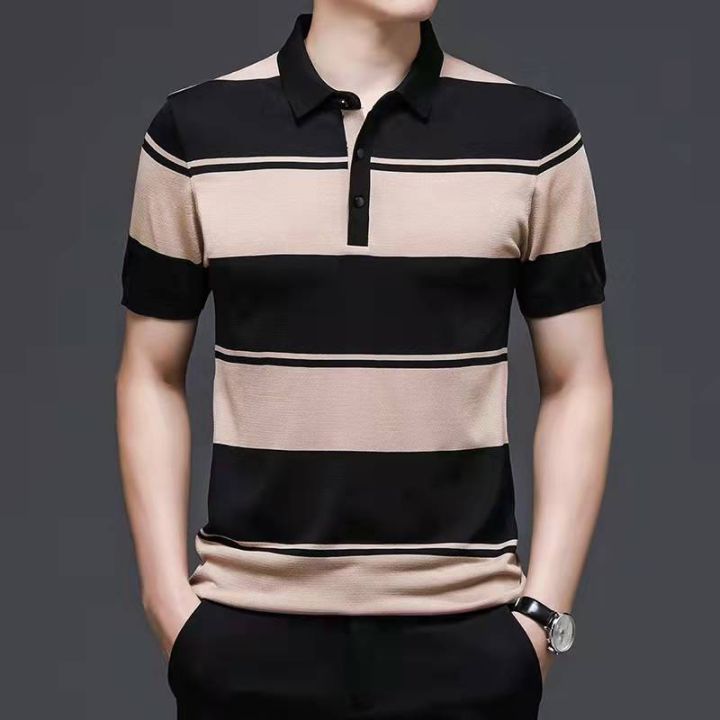 Emw fashion formal poloshirt korean striped mens designer polo