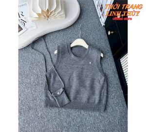 54 ÁO GILE LEN CỔ TRÒN TẶNG KÈM TÚI SÉT ÁO GILE LEN CỔ TRÒN TAG NGỰC KÈM TÚI DỄ THƯƠNG PHONG CÁCH