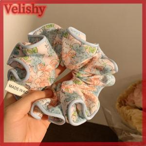 Velishy Korean Fashion Floral Scrunchies Women Girls Elastic Hair Rubber Band Accessories Tie Hair Ring Rope Headdress Headwear