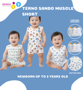 3 Pairs Terno Sando for Baby Boy Short Newborn to Toddler Non Faded Prints Cotton 0 to 18 Months