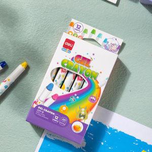 Deli Gel Crayon / Krayon 12 24 Warna Tidak Mengotori Tangan Bersertifikat Aman EC211