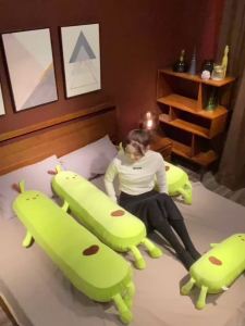 หมอนกอดอะโวคาโดแบบยาวสำหรับนอนสำหรับเด็กผู้หญิงแบบหนีบขาสำหรับเด็กเตียงกอดนอนตุ๊กตาตุ๊กตาตุ๊กตา