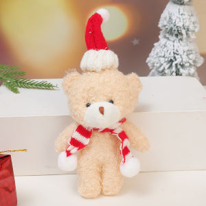 Christmas Cute Bear Plush Doll Christmas Tree Cake Home Decor DIY Bouquet Materials Ornament Animal Scarf Bear Soft Stuffed Toy
