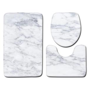 3Pcs Bathroom Rug Set Polyester Fiber Marble Includes Ushaped Mats Rectangular Mats Ovals Mats for Home Use