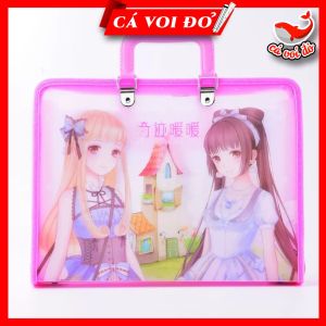 Cặp học thêm 7 ngăn nhựa cao cấp  ( hình hoạt hình ngẫu nhiên )