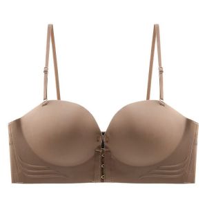 เสื้อชั้นในเซ็กซี่ปิดด้านหน้าสำหรับผู้หญิงที่มองไม่เห็นมีเข็มขัดพยุงหลังสีดอกกุหลาบ