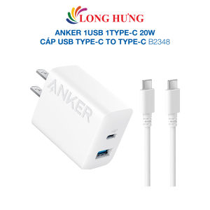Cốc sạc Anker 1USB 1Type-C 20W A2348 - Hàng chính hãng - Thiết kế nhỏ gọn tiện lợi trang bị hệ thống an toàn MultiProtect sạc được đồng thời hai thiết bị