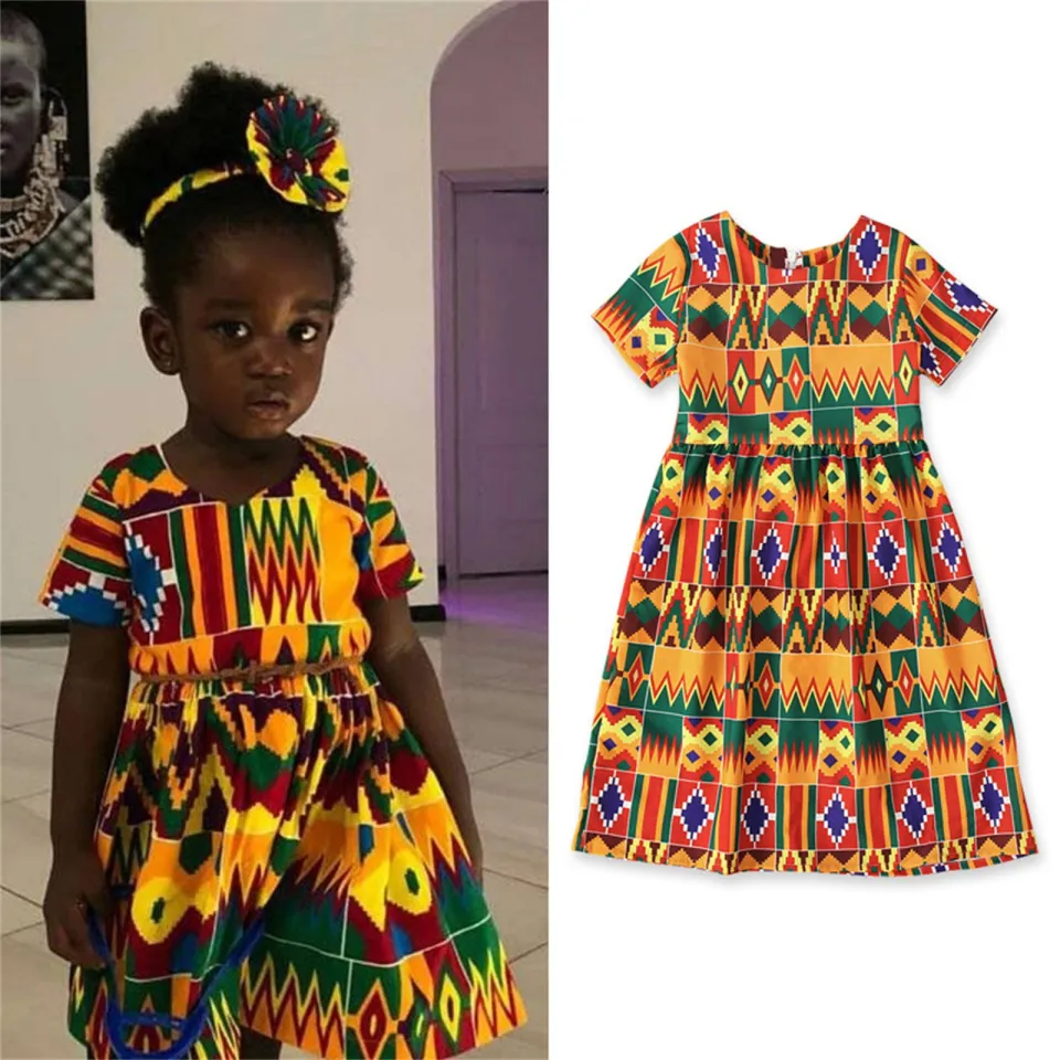 Baby Princess Print Girl Dashiki 05Y African Short Toddler Kids