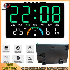 Winnereco Digital Alarm Clock Adjustable Brightness Wall Clock with Large Numbers Dual Alarm for Bedroom Home Living Room Office