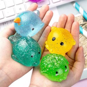 JUVIAAL Soft Sticky Kids Toy Big Spongy Dolphin Whale Crab Ocean Animal Cute Animal Soft Sensory Toys Mochi Fidget Toys Squeeze Toys Pinch Stress Ball
