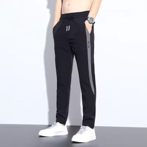 Plus Size Men Cooling Pants Ultra Thin Stretch Waistband Gym Sweat Wicking Loose Trousers UV Protection