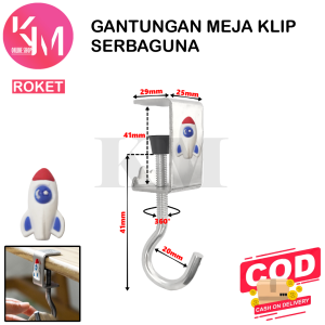 Gantungan Meja Klip Besi Serbaguna Lepas pasang Universal Hook Kait Meja