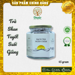 Bạch trà Ngân Châm - Trà shan tuyết cổ thụ Onalo - Trà 1 búp non - Hũ thủy tinh 45 gram - Onalo