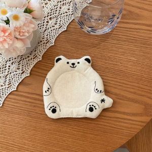 IFFINE Hoạt hình dễ thương Đế lót ly vải hình thú Cách nhiệt Hình thú Đế lót ly vải hình động vật Dễ thương Trang trí bàn cà phê Tấm lót ly bằng vải Trang chủ